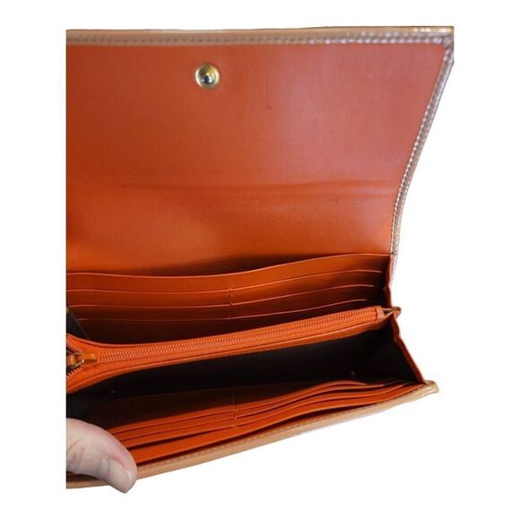 Gucci Coated Canvas Monogram Long Wallet with Pink Bow and Orange Interior EUC - Picture 9 of 12